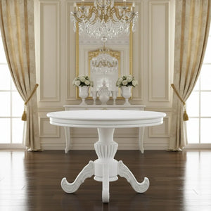 Mesa Entalhada Redonda Medalhão 120cm Branco Fosco + Cores