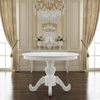 Mesa Entalhada Redonda Medalhão 120cm Branco Fosco + Cores