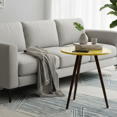 Mesa Palito Redonda Amarela e Verniz + Cores