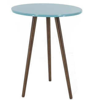 Mesa Palito Redonda Azul Turquesa e Verniz + Cores