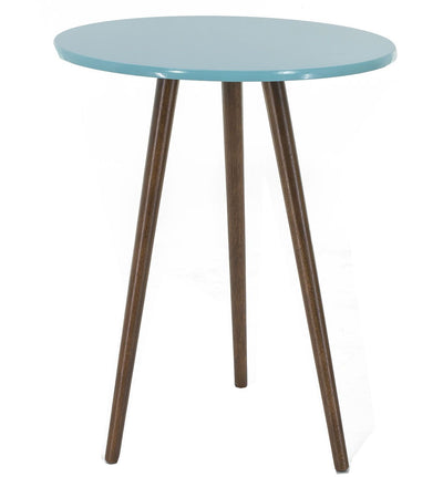 Mesa Palito Redonda Azul Turquesa e Verniz + Cores