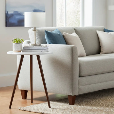 Mesa Palito Redonda Branca e Verniz + Cores