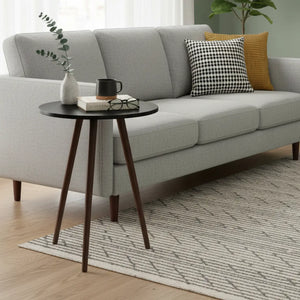 Mesa Palito Redonda Preta e Verniz + Cores