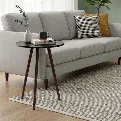 Mesa Palito Redonda Preta e Verniz + Cores