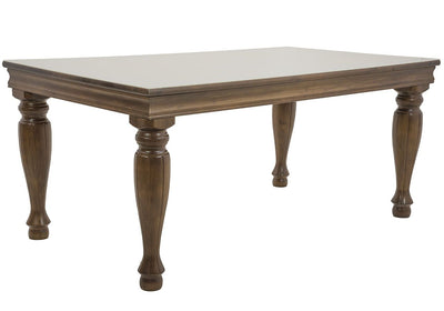 Mesa de Jantar Torneada Safari Verniz Imbuia com Tampo de Vidro Opcional + Opções