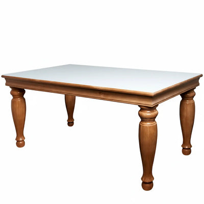 Mesa de Jantar Torneada Safari Imbuia com Tampo de Vidro Opcional + Cores