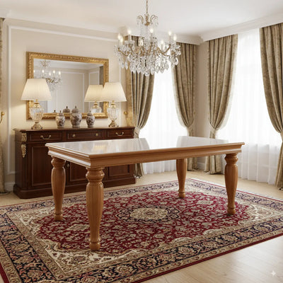 Mesa de Jantar Torneada Safari Imbuia com Tampo de Vidro Opcional + Cores