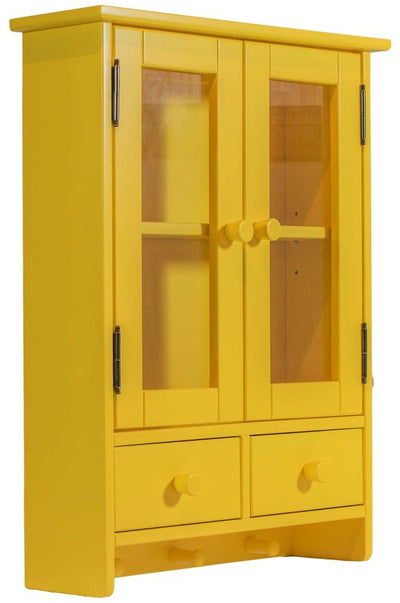 Mini Armário Suspenso com 2 Portas, 2 Gavetas e Cabide - Amarelo + Cores