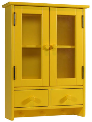 Mini Armário Suspenso com 2 Portas, 2 Gavetas e Cabide - Amarelo + Cores