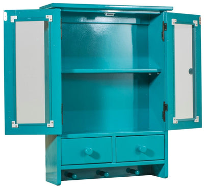 Mini Armário Suspenso com 2 Portas, 2 Gavetas e Cabide - Azul Turquesa + Cores