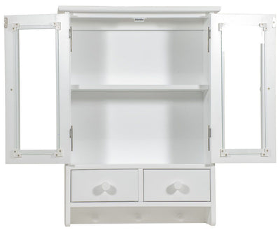 Mini Armário Suspenso com 2 Portas, 2 Gavetas e Cabide - Branco + Cores