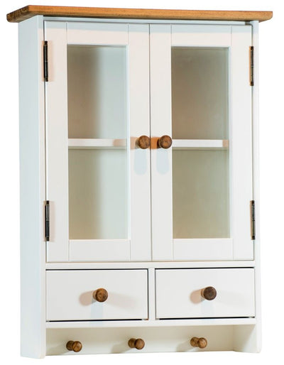 Mini Armário Suspenso com 2 Portas, 2 Gavetas e Cabide - Branco e Cera + Cores