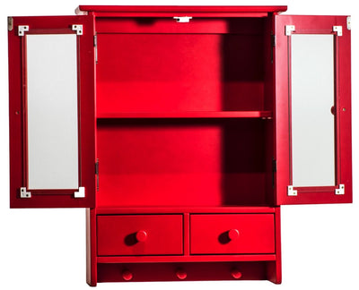 Mini Armário Suspenso com 2 Portas, 2 Gavetas e Cabide - Vermelho + Cores
