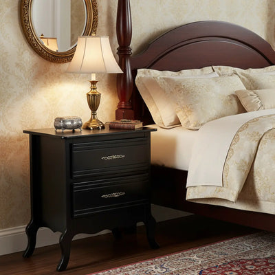 Cômoda Reta Média 2 Gavetas Preta + Cores