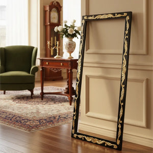 Moldura Entalhada Luis XV Grande Preta com Dourado + Cores