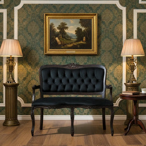 Namoradeira Entalhada Luis XV - Capuccino e Animale Preto + Cores