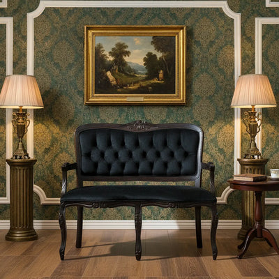 Namoradeira Entalhada Luis XV - Capuccino e Animale Preto + Cores