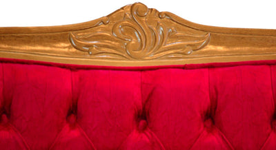 Namoradeira Entalhada Luis XV - Mel e Veludo Amassado Vermelho + Cores