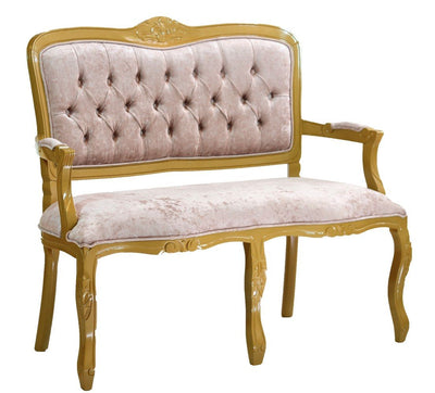 Namoradeira Entalhada Luis XV - Dourado e Bege Brilhante + Cores