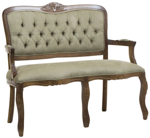 Namoradeira Entalhada Luis XV - Imbuia com Marrom Esverdeado + Cores