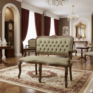 Namoradeira Entalhada Luis XV - Imbuia com Marrom Esverdeado + Cores