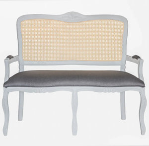 Namoradeira Entalhada Luis XV - Branca com Tela Natural + Cores