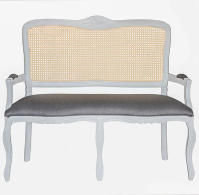 Namoradeira Entalhada Luis XV - Branca com Tela Natural + Cores