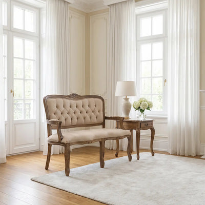 Namoradeira Entalhada Luis XV - Imbuia com Marrom Claro+ Cores