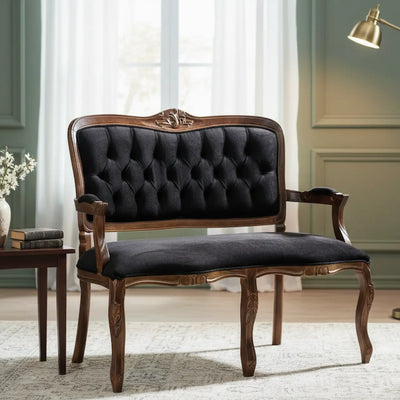 Namoradeira Entalhada Luis XV - Imbuia e Preto + Cores