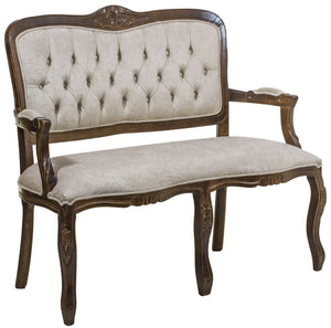 Namoradeira Entalhada Luis XV - Capuccino e Veludo Amassado Creme + Cores