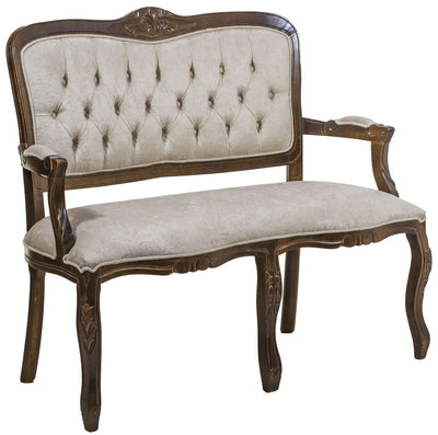 Namoradeira Entalhada Luis XV - Capuccino e Veludo Amassado Creme + Cores