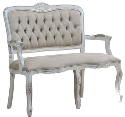 Namoradeira Entalhada Luis XV - Provençal Branca e Cinza + Cores