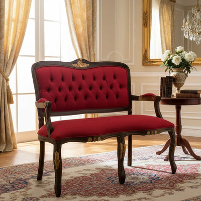 Namoradeira Entalhada Luis XV - Capuccino com Dourado e Vermelho + Cores