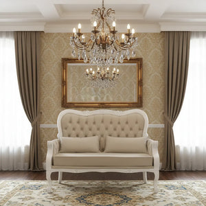 Namoradeira Vitoriana Branco Provençal com Aveludado Creme + Cores