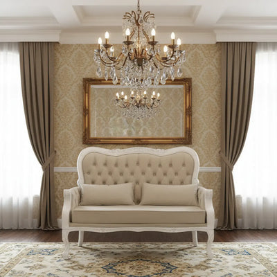 Namoradeira Vitoriana Branco Provençal com Aveludado Creme + Cores