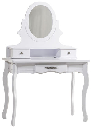 Penteadeira Clássica 3 Gavetas Branca com Espelho Oval + Cores