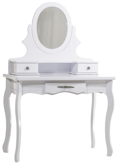 Penteadeira Clássica 3 Gavetas Branca com Espelho Oval + Cores