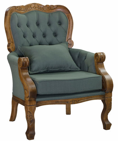 Poltrona Vitoriana Envelhecido Fosco e Linho Verde + Cores
