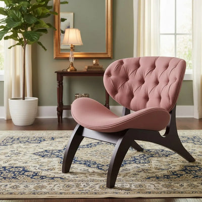 Poltrona Concha - Capuccino e Linho Rosa