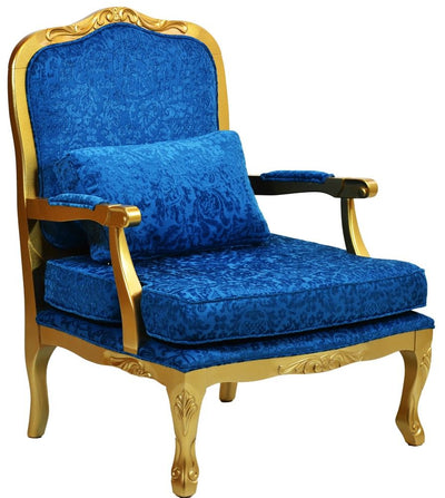 Poltrona Imperatriz Dourado e Azul + Cores