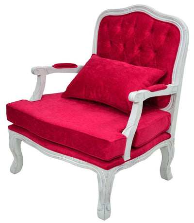 Poltrona King com Capitonê Provençal Branco e Vermelho + Cores