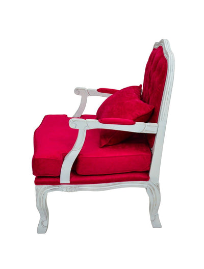 Poltrona King com Capitonê Provençal Branco e Vermelho + Cores