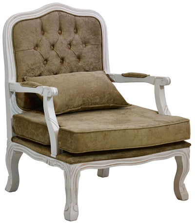 Poltrona King com Capitonê Provençal Branco e Veludo Amassado Marrom + Cores
