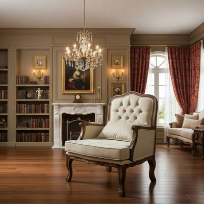 Poltrona King Vitoriana Envelhecida com Veludo Amassado Creme + Cores