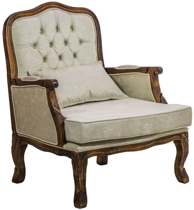 Poltrona King Vitoriana Envelhecida com Veludo Amassado Creme + Cores