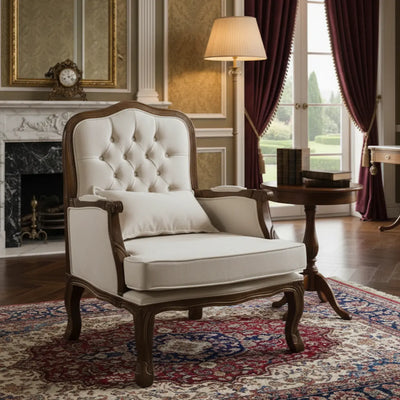 Poltrona King Vitoriana Verniz Imbuia e Suede Claro + Cores