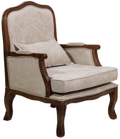 Poltrona King Vitoriana Verniz Imbuia e Aveludado Liso Cinza + Cores