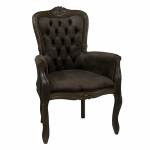 Poltrona Luis XV com Lateral Fechada Capuccino e Marrom Escuro + Cores