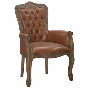 Poltrona Luis XV com Lateral Fechada - Imbuia e Couro Ecológico Caramelo Escuro + Cores