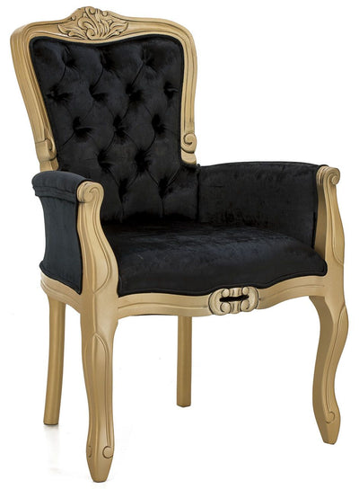 Poltrona Luis XV com Lateral Fechada Dourada e Preta + Cores